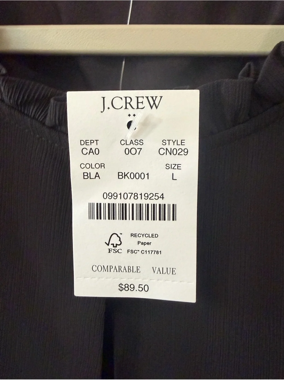 NWT J. Crew Factory black short-sleeve ruffleneck top. Size large. - Picture 6 of 7